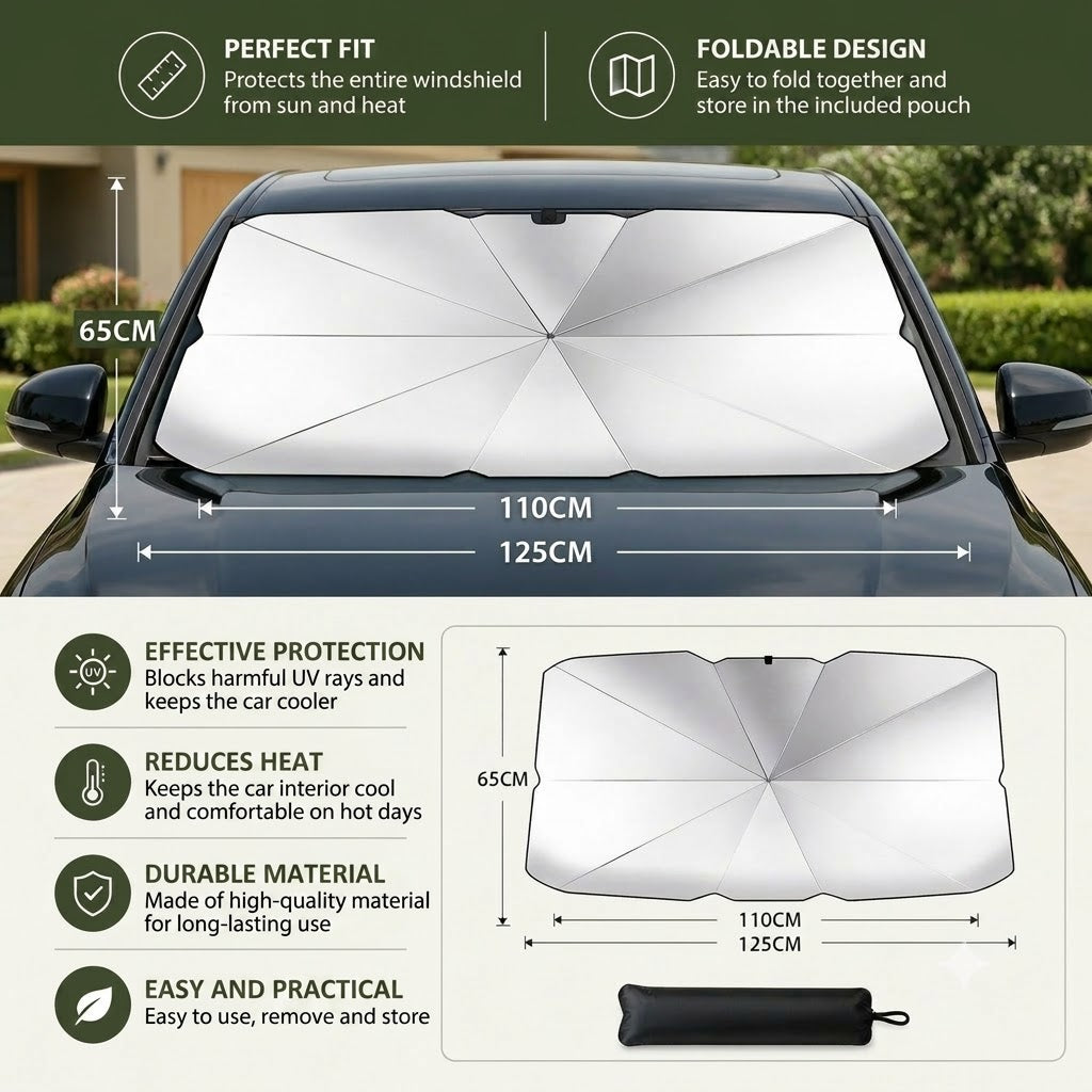 Foldable Windshield Sun Shade – Effective UV Protection and Sun Shielding for Cars 🚗☂️