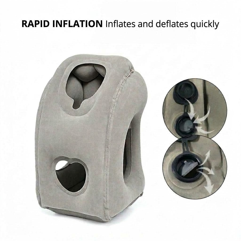Inflatable Ergonomic Travel Pillow – Compact and Portable Neck Pillow for Planes, Trains, and Cars