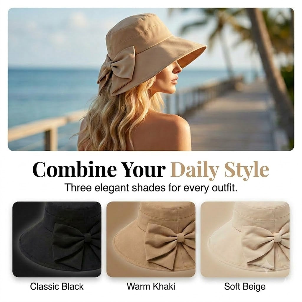 π Women's Wide-Brim Sun Hat with Bow β Foldable