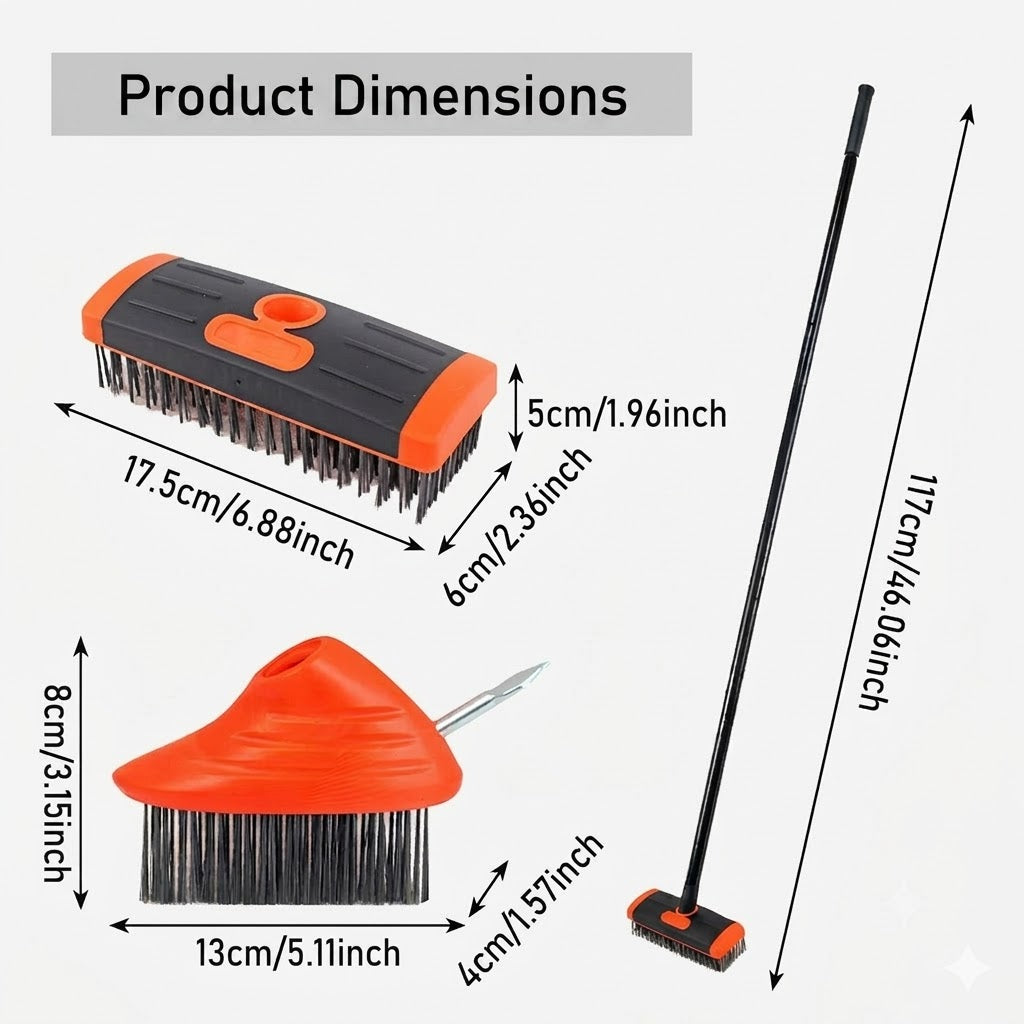 🧹Grout Brush Set for Tiles – 3-in-1 Garden Tool for Patio and Driveway