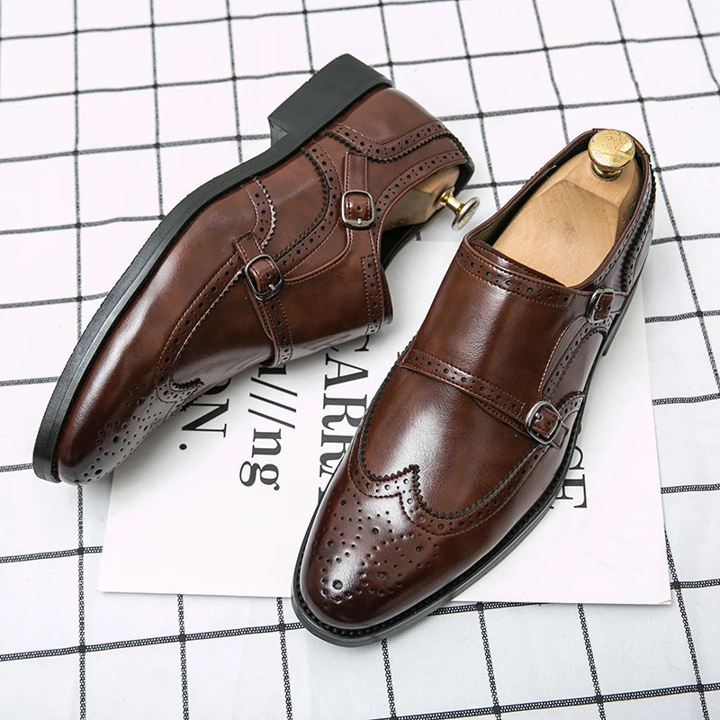 Elegant Leather Monk Shoes