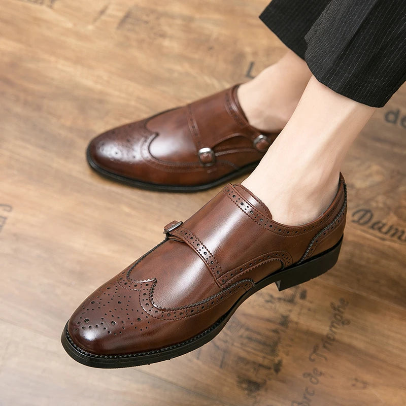 Elegant Leather Monk Shoes