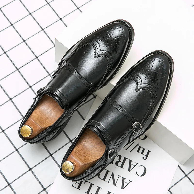 Elegant Leather Monk Shoes