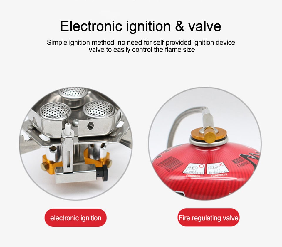 5800W Windproof Camping Gas Stove – With Piezo Ignition and Gas Canister Adapter