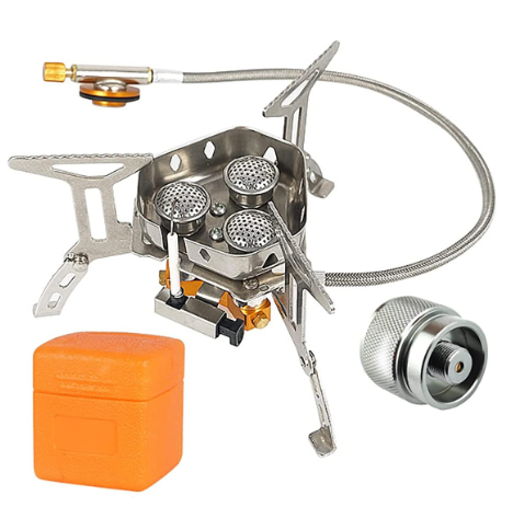 5800W Windproof Camping Gas Stove – With Piezo Ignition and Gas Canister Adapter