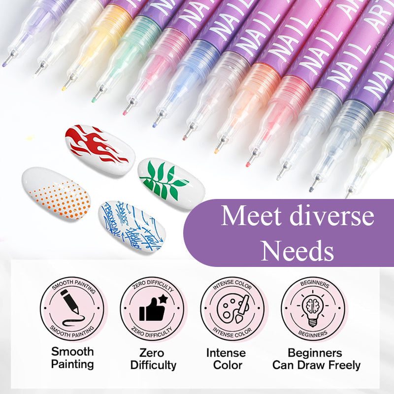 Nail Art Pen Set – 12 Colors