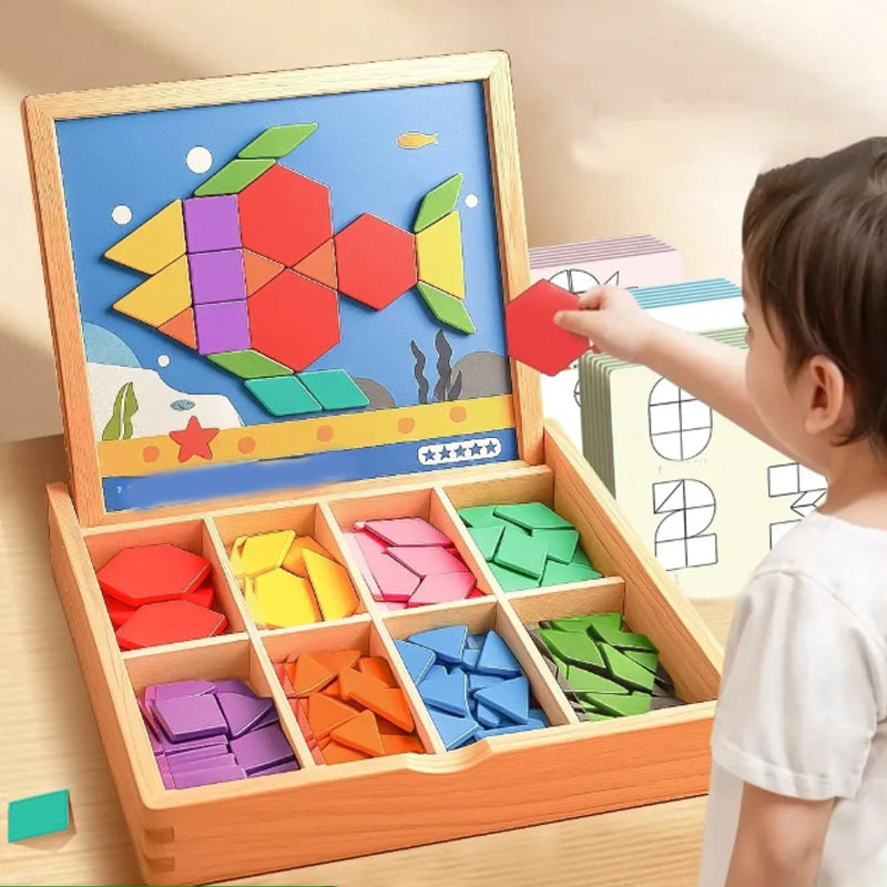 Wooden Magnetic Puzzle: Create Shapes & Patterns