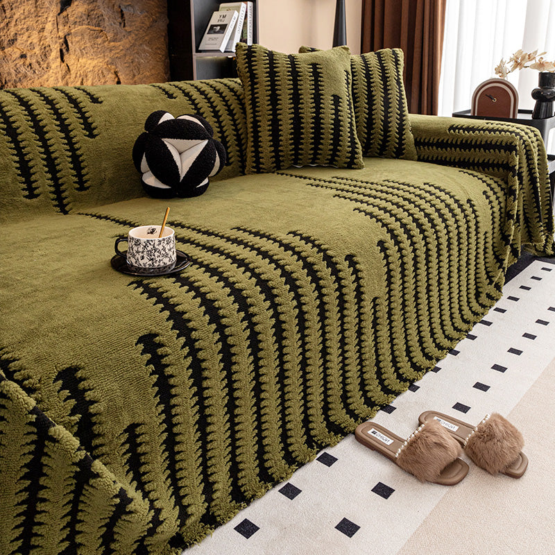 Pet-Proof Plush Sofa Cover with Anti-Slip
