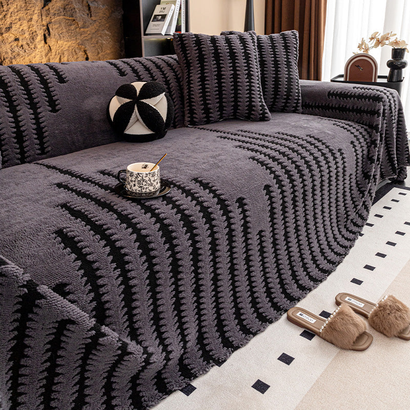 Pet-Proof Plush Sofa Cover with Anti-Slip