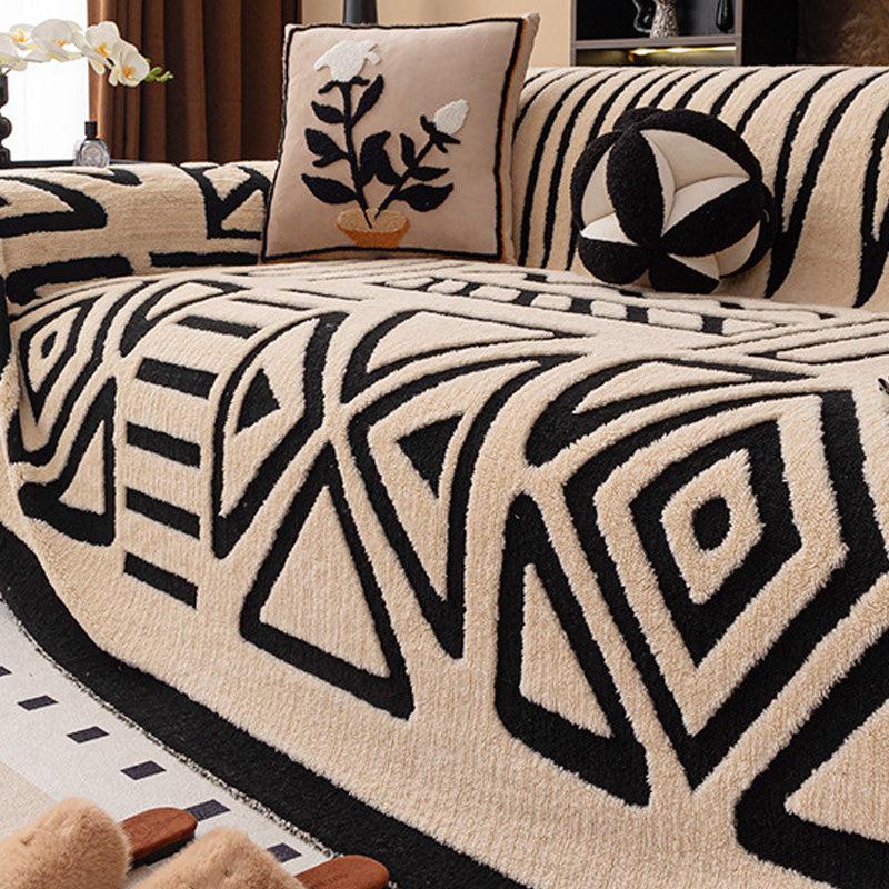 Pet-Proof Plush Sofa Cover with Anti-Slip