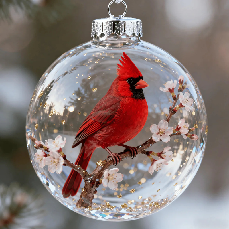 Nature’s Christmas Ornament: Bird in Clear Globe