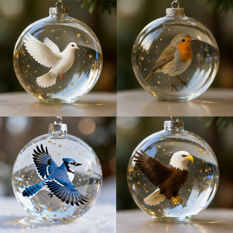Nature’s Christmas Ornament: Bird in Clear Globe
