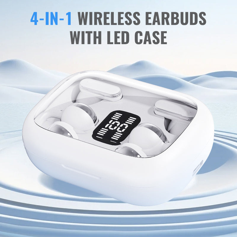 4-in-1 Wireless Earbuds with LED Powerbank Case