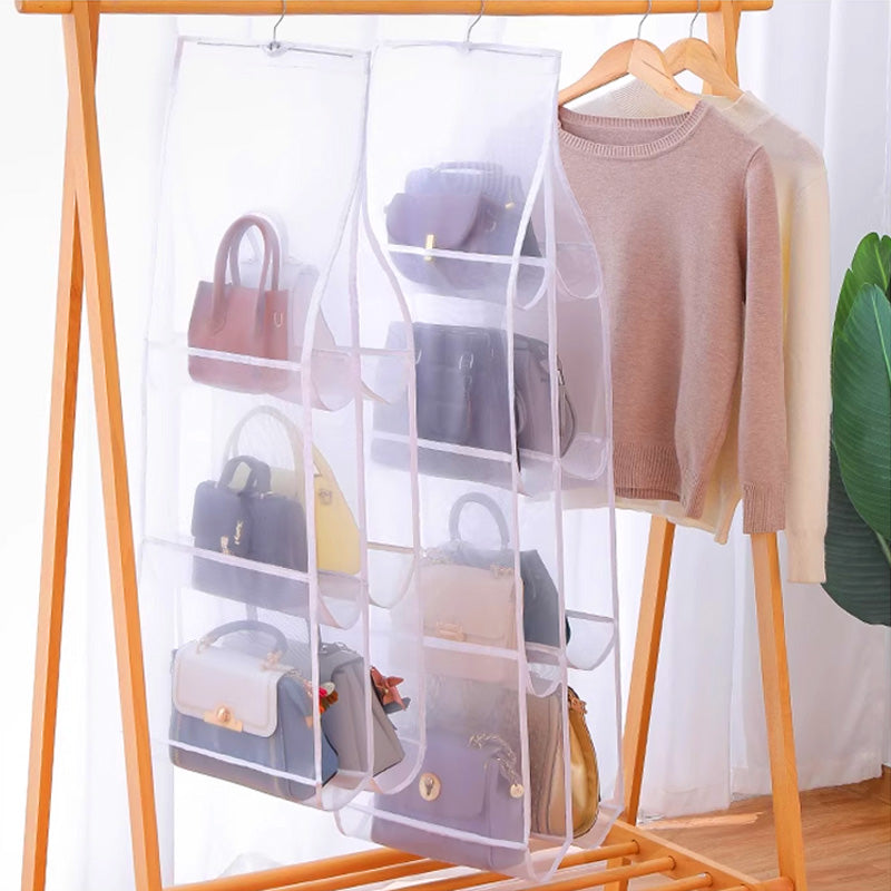 Hanging Dustproof Handbag Organizer with 6/8 Large Pockets