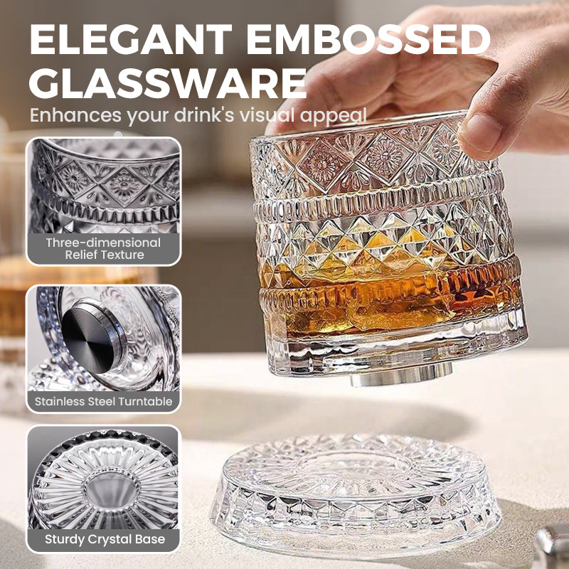 💎🥃 360° Rotating Whiskey Glass – Luxury Crystal Rotating Tumbler Glass