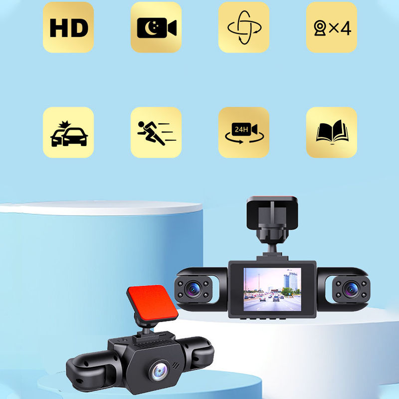 Professional 360° Dashcam - 4 Lenses for Full Coverage - Full HD Night Vision & Loop Recording