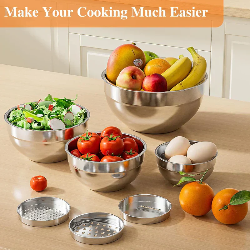 Stainless Steel Mixing Bowl Set – The Versatile Kitchen Set for Food Prep, Baking, and Storage