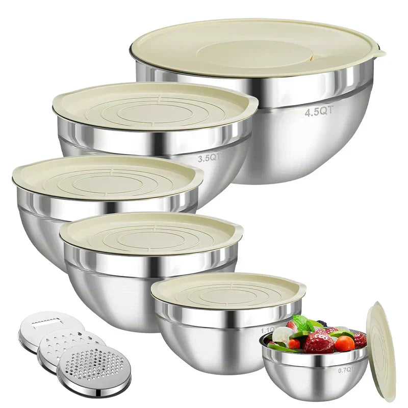 Stainless Steel Mixing Bowl Set – The Versatile Kitchen Set for Food Prep, Baking, and Storage