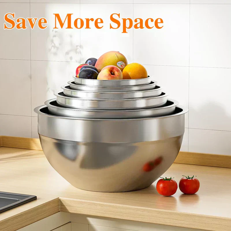 Stainless Steel Mixing Bowl Set – The Versatile Kitchen Set for Food Prep, Baking, and Storage