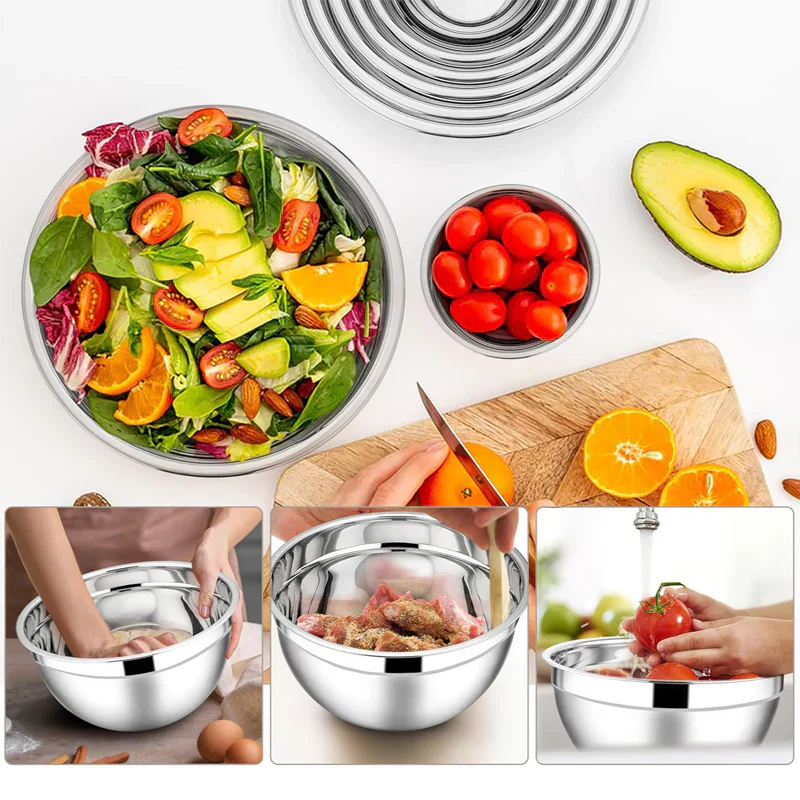 Stainless Steel Mixing Bowl Set – The Versatile Kitchen Set for Food Prep, Baking, and Storage