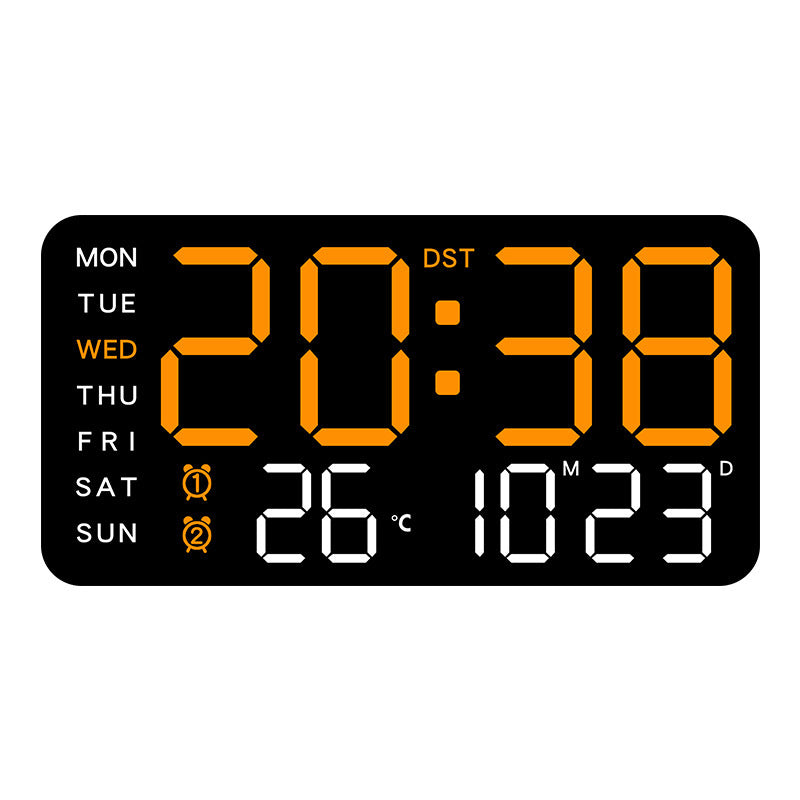 Large Digital Wall Clock with LED Display – Modern Electronic Clock with Date and Temperature