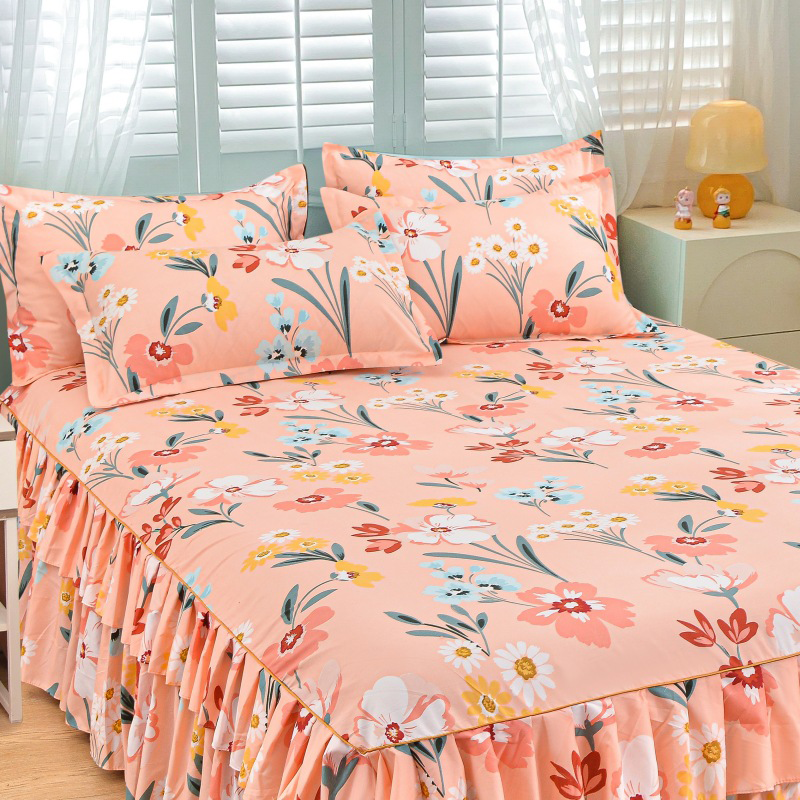 Luxury Bed Skirt – 3-Piece Set with 2 Pillowcases & Double Ruffles (Box Spring Cover)