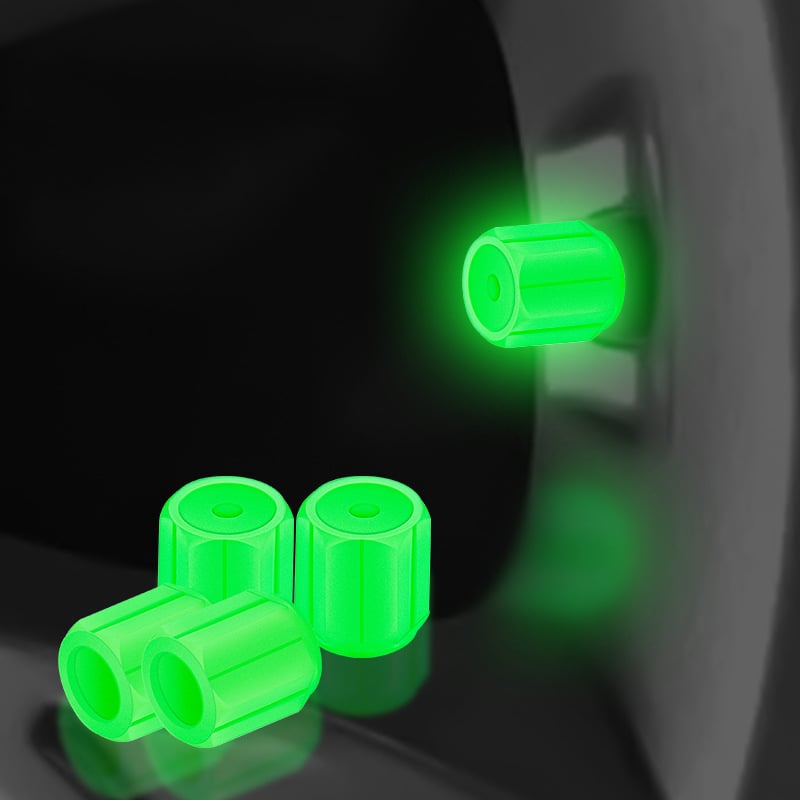 Glow in the Dark Valve Caps - Luminous - For Bicycle, Car & Motorcycle
