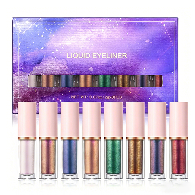 ✨ 8-Piece Glitter Liquid Eyeliner Set