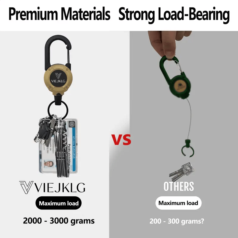 Retractable Keychain with Carabiner – 65 cm Steel Wire, Lightweight & Durable