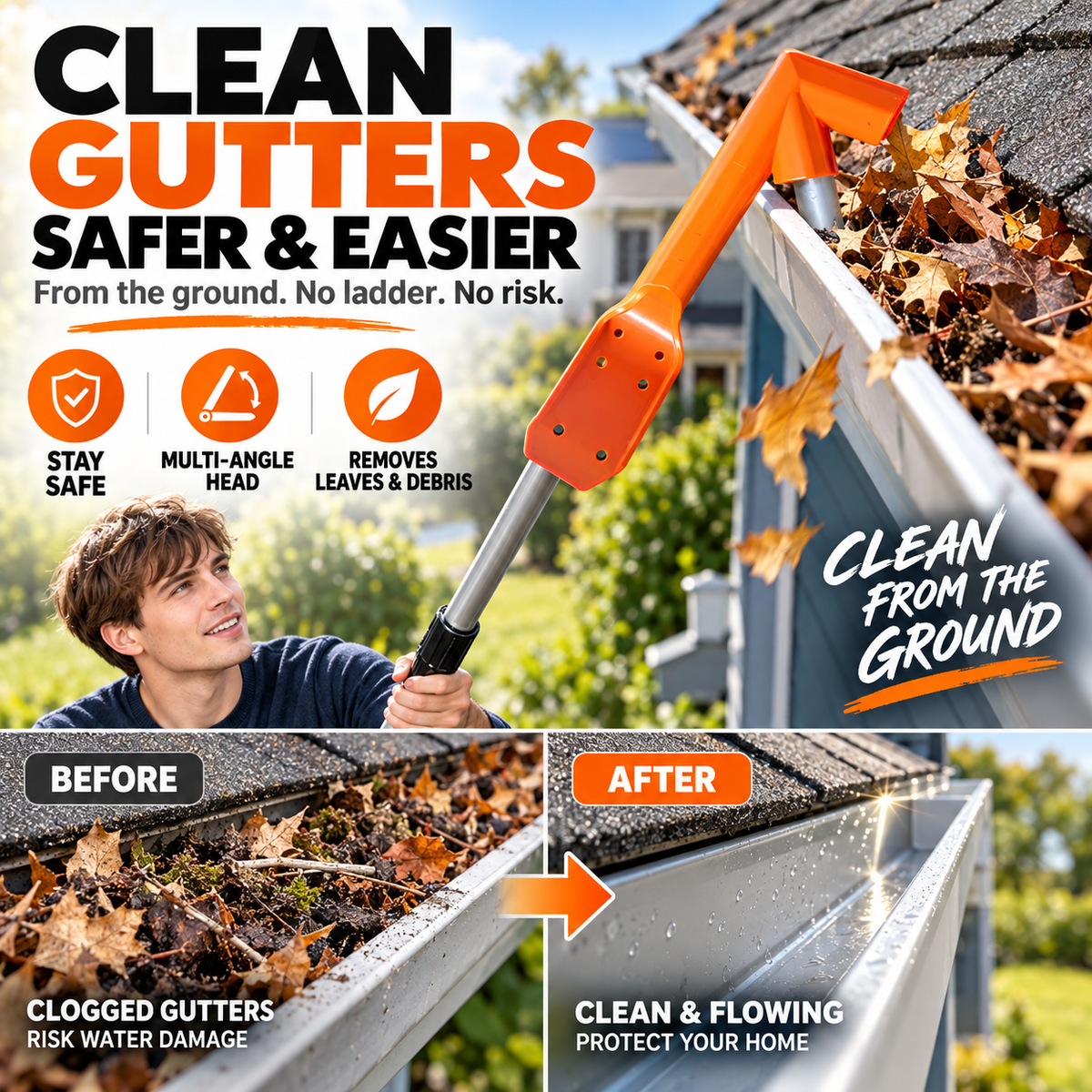 Ladder-Free Gutter Cleaner