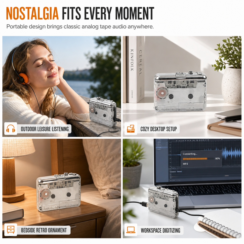 Transparent Cassette Tape Player – Old Tapes, New Life!