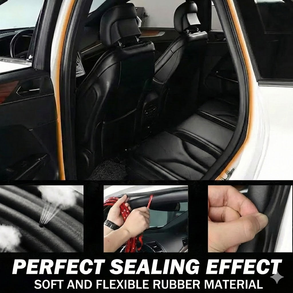 Universal Car Door Rubber Seal (5 Meters) – Self-Adhesive Weatherstripping Against Wind Noise (B-Shape)