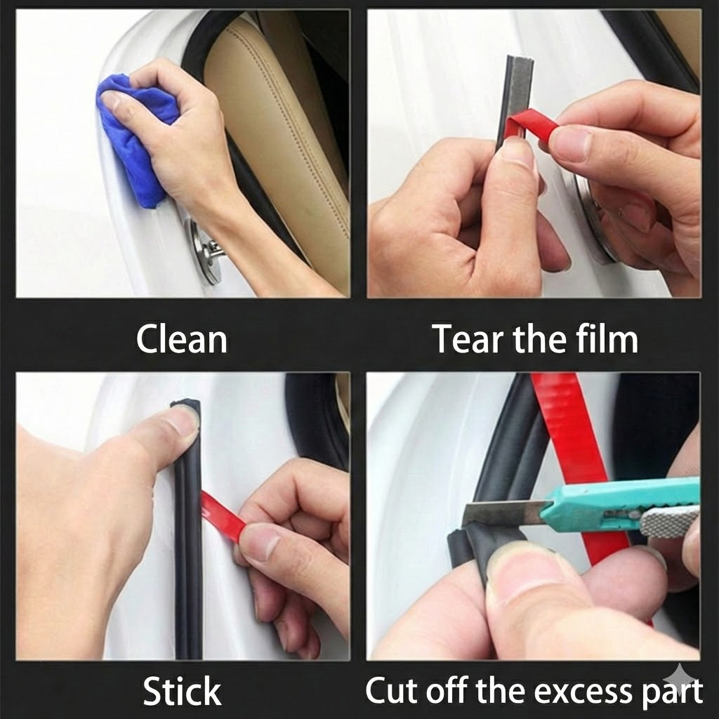 Universal Car Door Rubber Seal (5 Meters) – Self-Adhesive Weatherstripping Against Wind Noise (B-Shape)