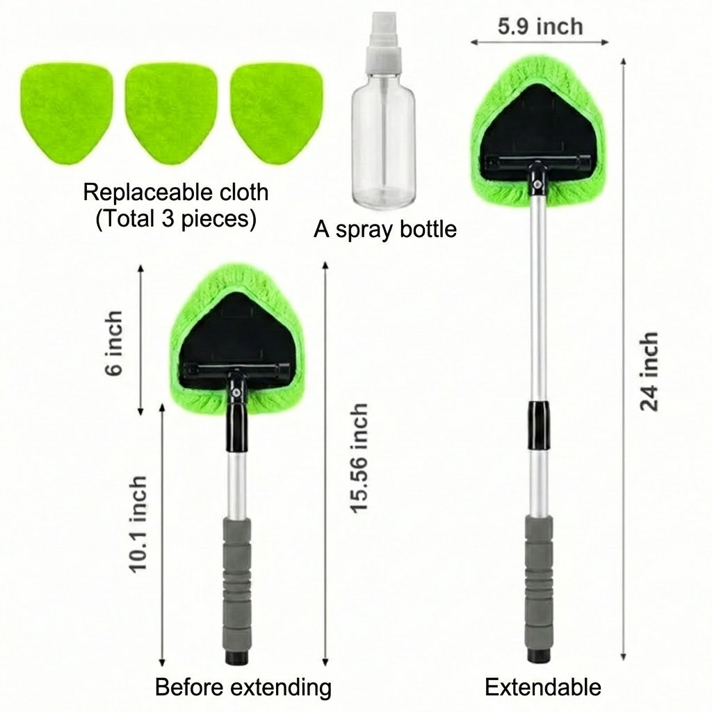 Telescopic Window Cleaner Set - Extendable Pole with Scrubber & Squeegee