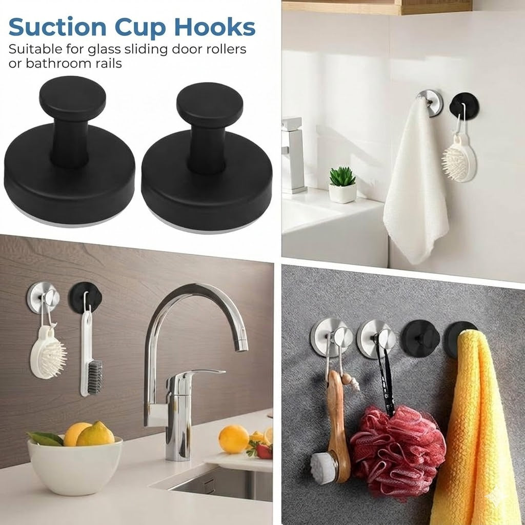 Modern Bathroom Towel Hooks – TwistLock Suction Cup System – Removable & Reusable – No Damage