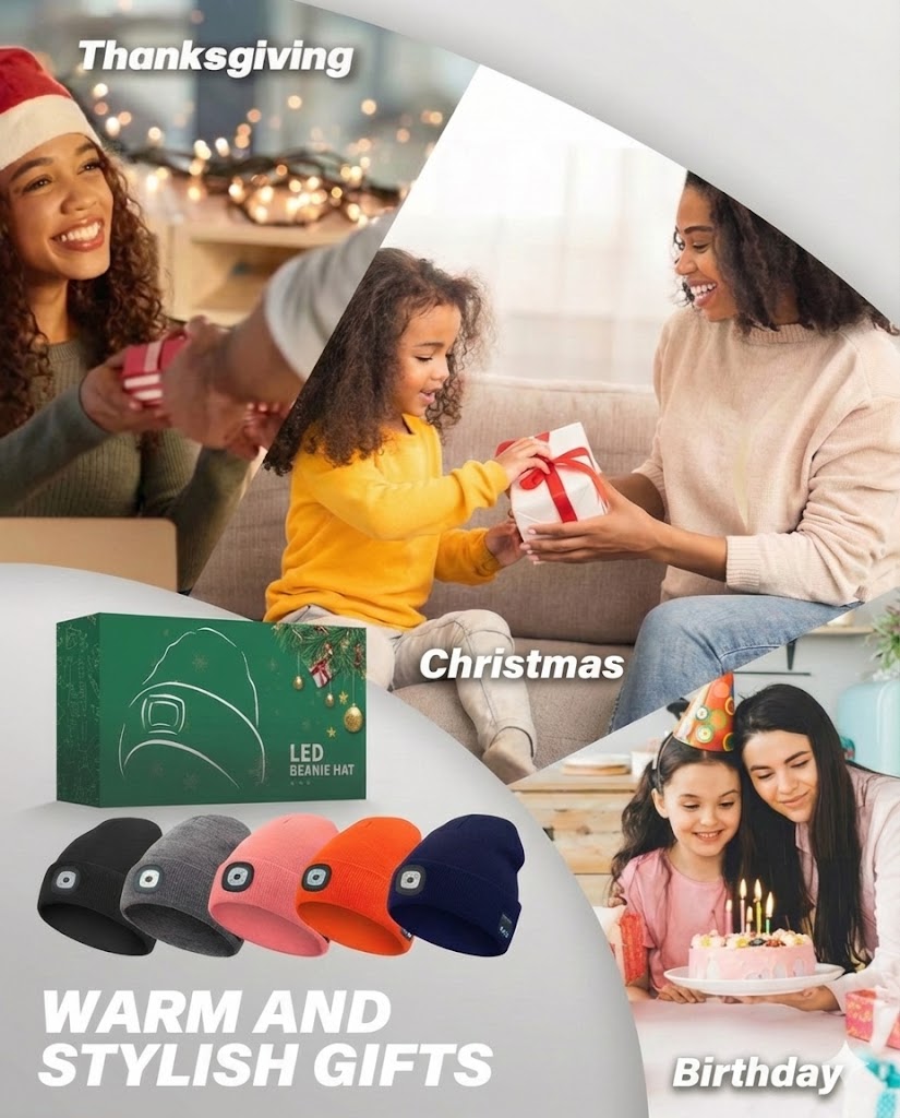 USB Rechargeable Bluetooth Beanie with LED Flashlight