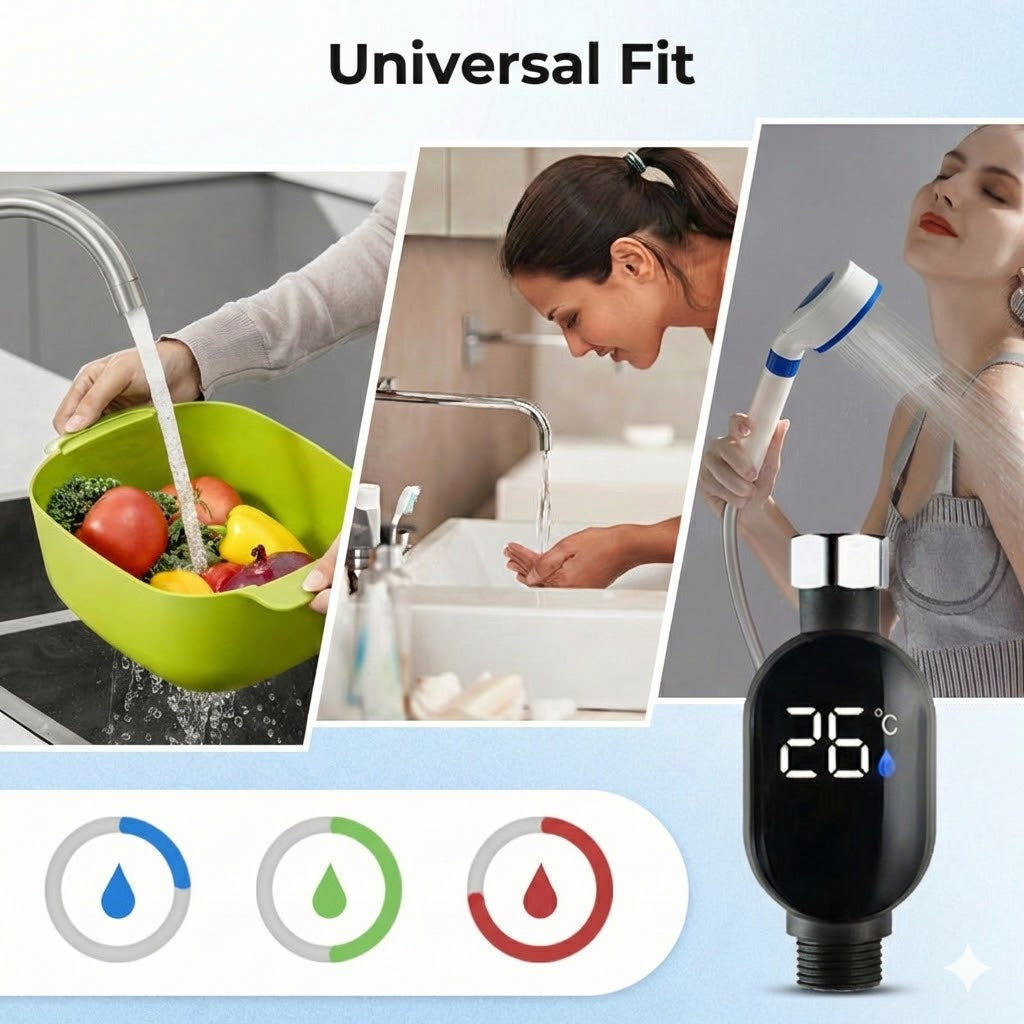 Digital Shower Thermometer – Battery-Free LED Water Thermometer (Safe for Baby & Child)