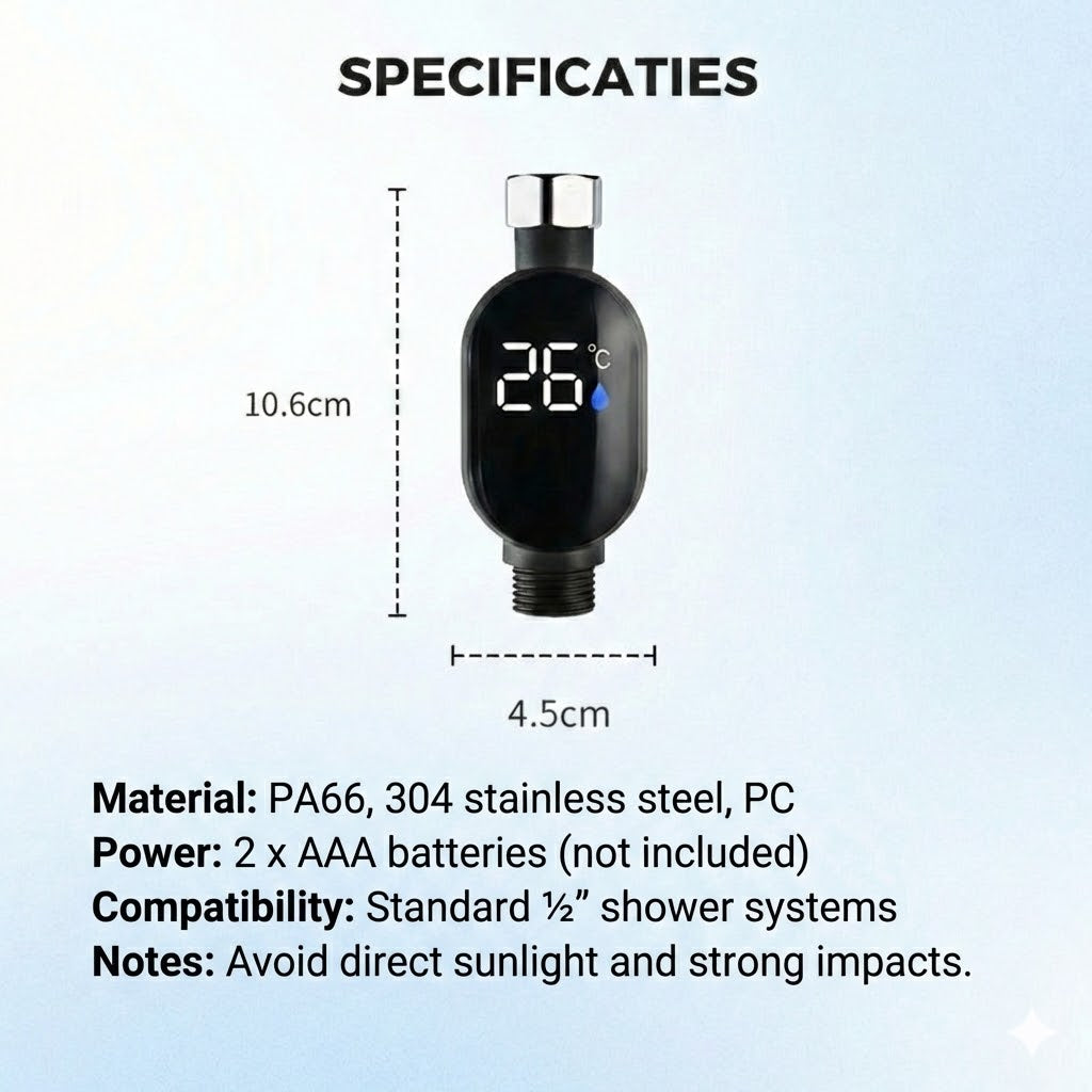 Digital Shower Thermometer – Battery-Free LED Water Thermometer (Safe for Baby & Child)