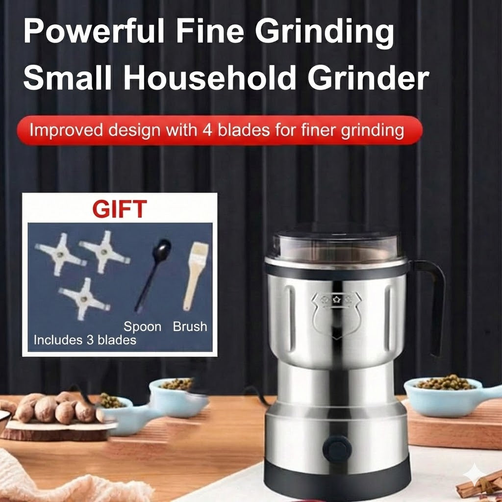 Electric Coffee & Spice Grinder – Stainless Steel Bean Grinder for Coffee, Nuts & Seeds (Compact)