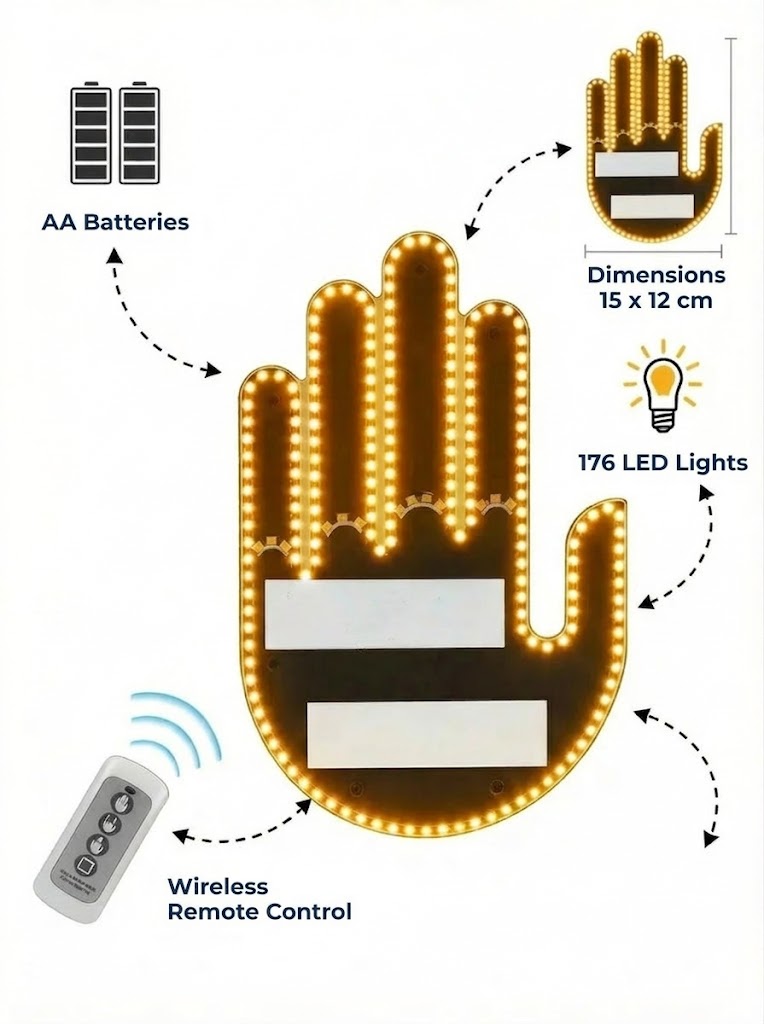 Illuminated hand-shaped car lights