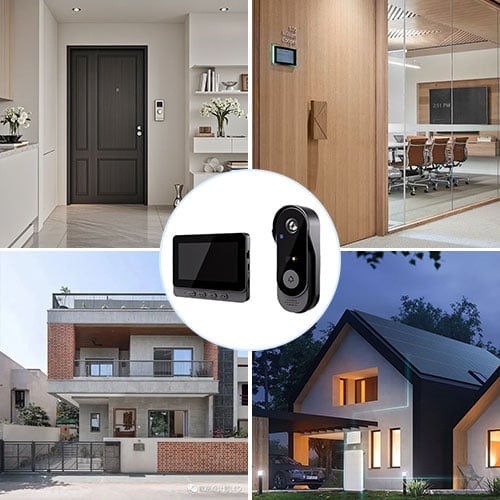 Video Doorbell with Indoor Monitor - Wireless Door Intercom System with Camera