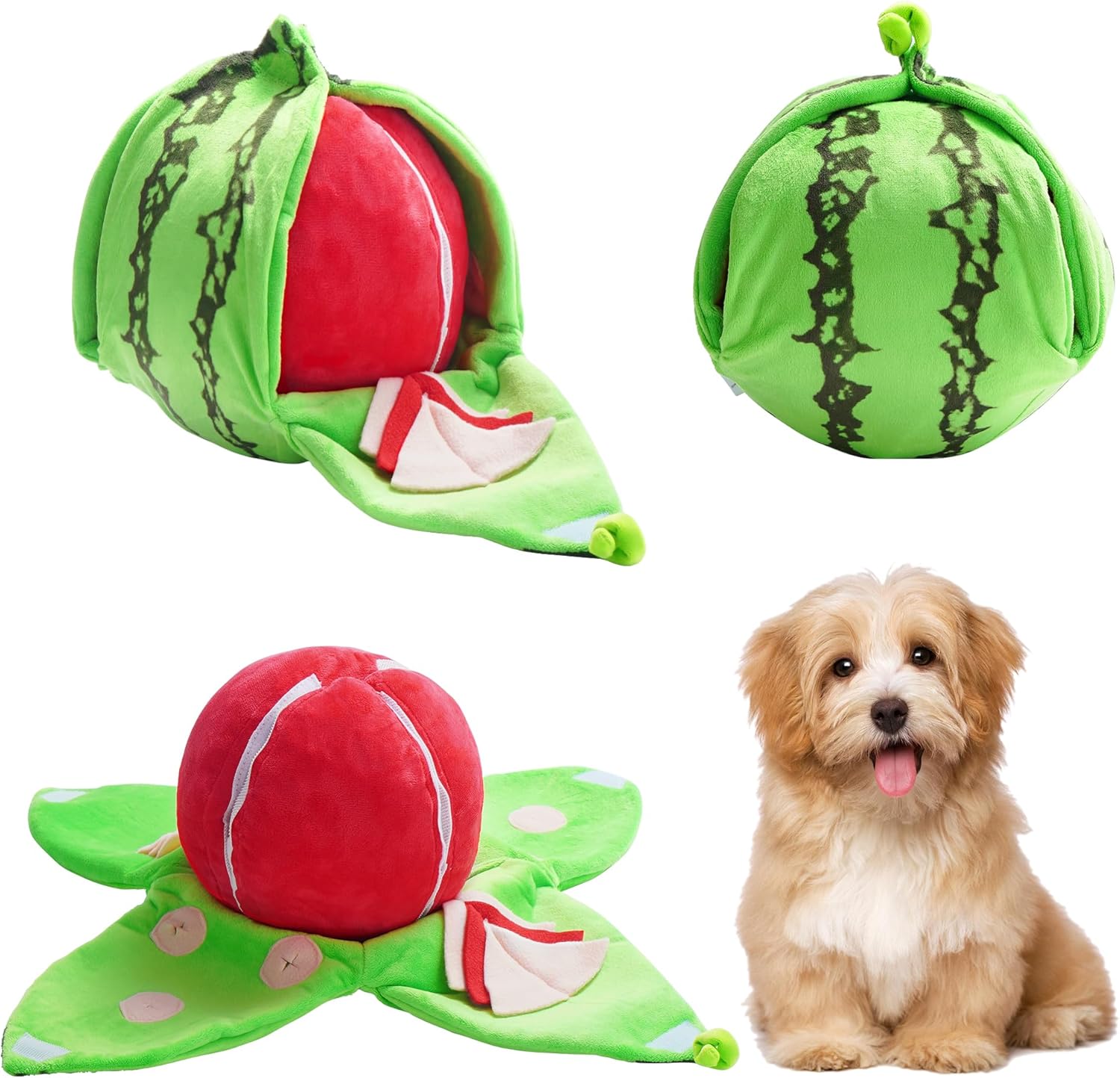 Interactive Snuffle Toy for Dogs - Fruit Puzzle Plush with Hiding Compartments