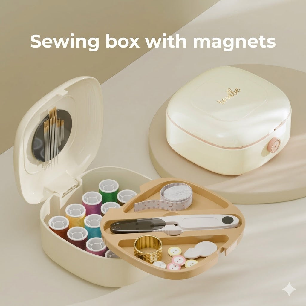 Double-Layer Magnetic Sewing Kit – Luxury Sewing Box with Thread and Needles