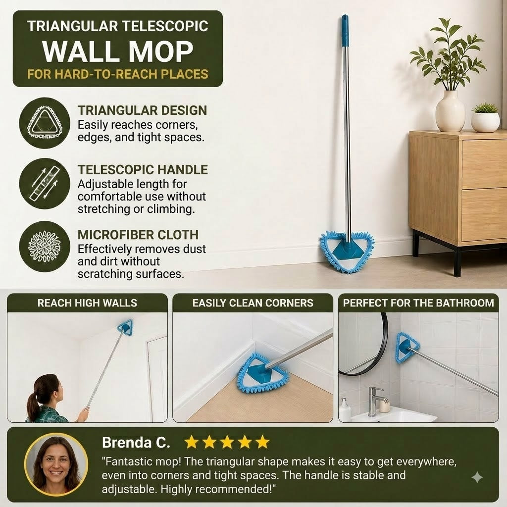 🔥 Limited Time: 50% OFF❗️❗️ Triangular Extendable Wall Cleaning Mop for Hard-to-Reach Corners