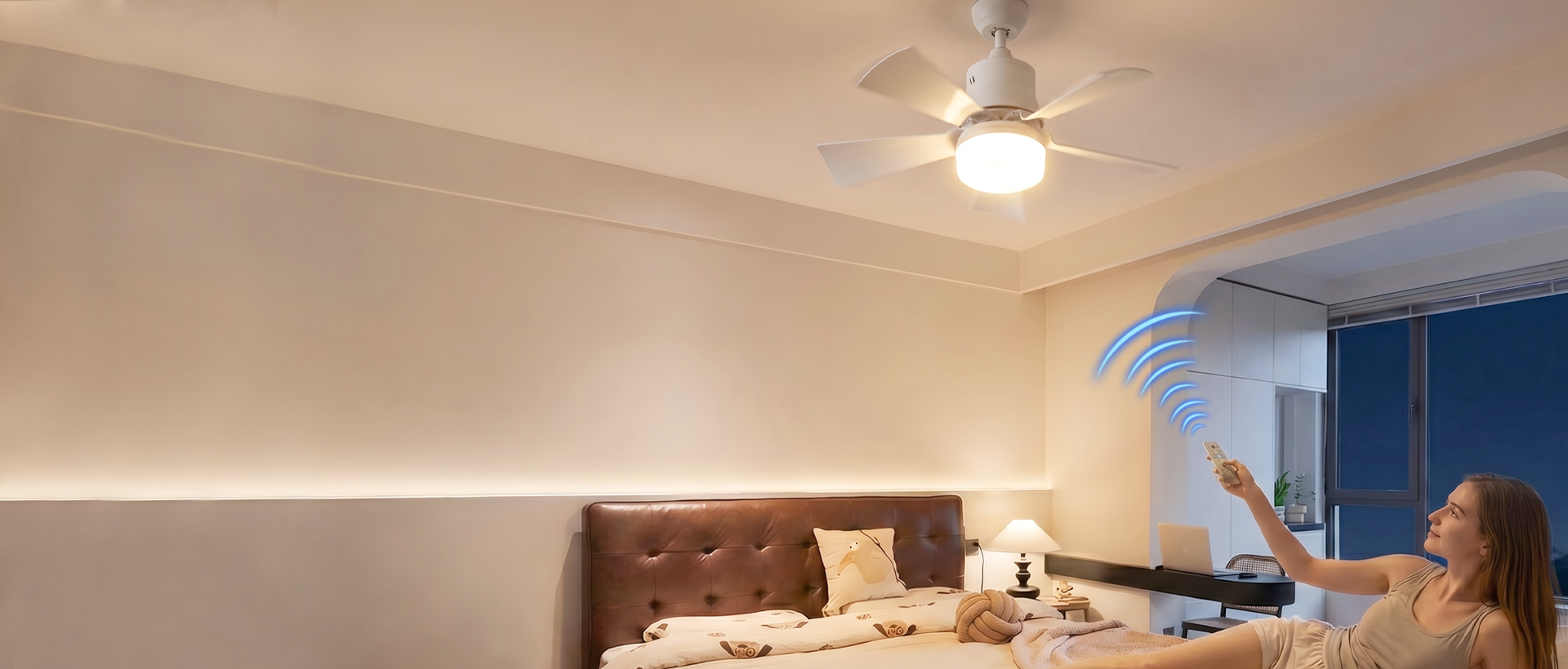 2-in-1 Ceiling Fan with LED Lighting - Remote Control Included