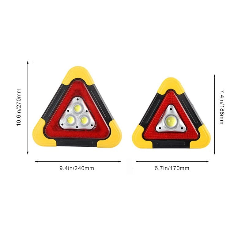 2-in-1 Solar-Powered LED Warning Triangle