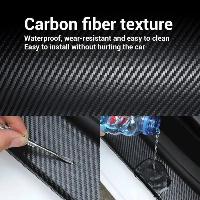 Car Door Protector Film – Scratch-Resistant & Anti-Collision 3D Carbon Fiber Vinyl Wrap with Self-Adhesive Backing