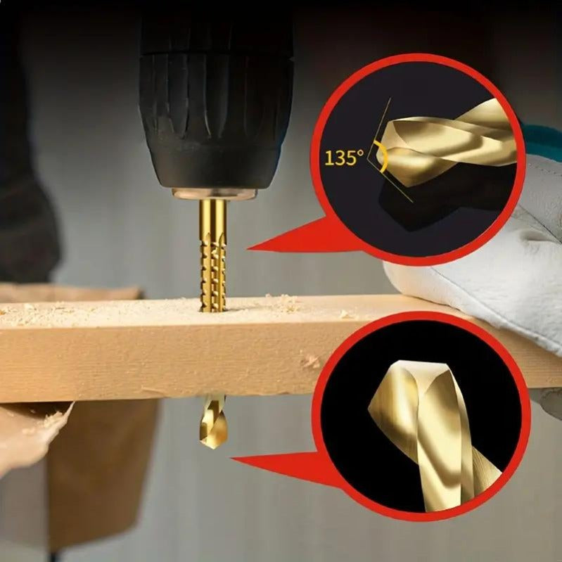 Titanium-coated drill bit set – Durable HSS metal drill bits for wood, plastic, and metal