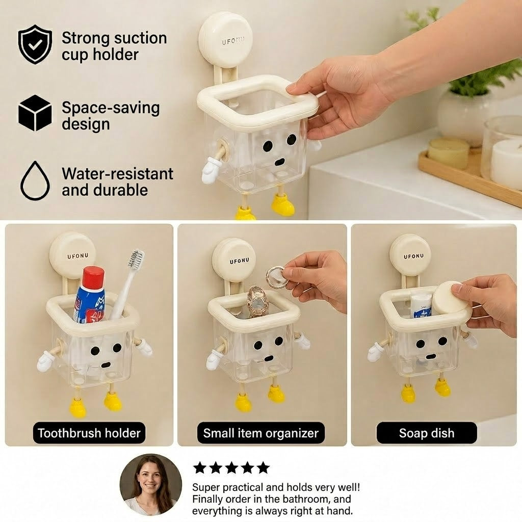 Cute Wall-Mounted Suction Cup Toothbrush Holder – Perfect for the Bathroom