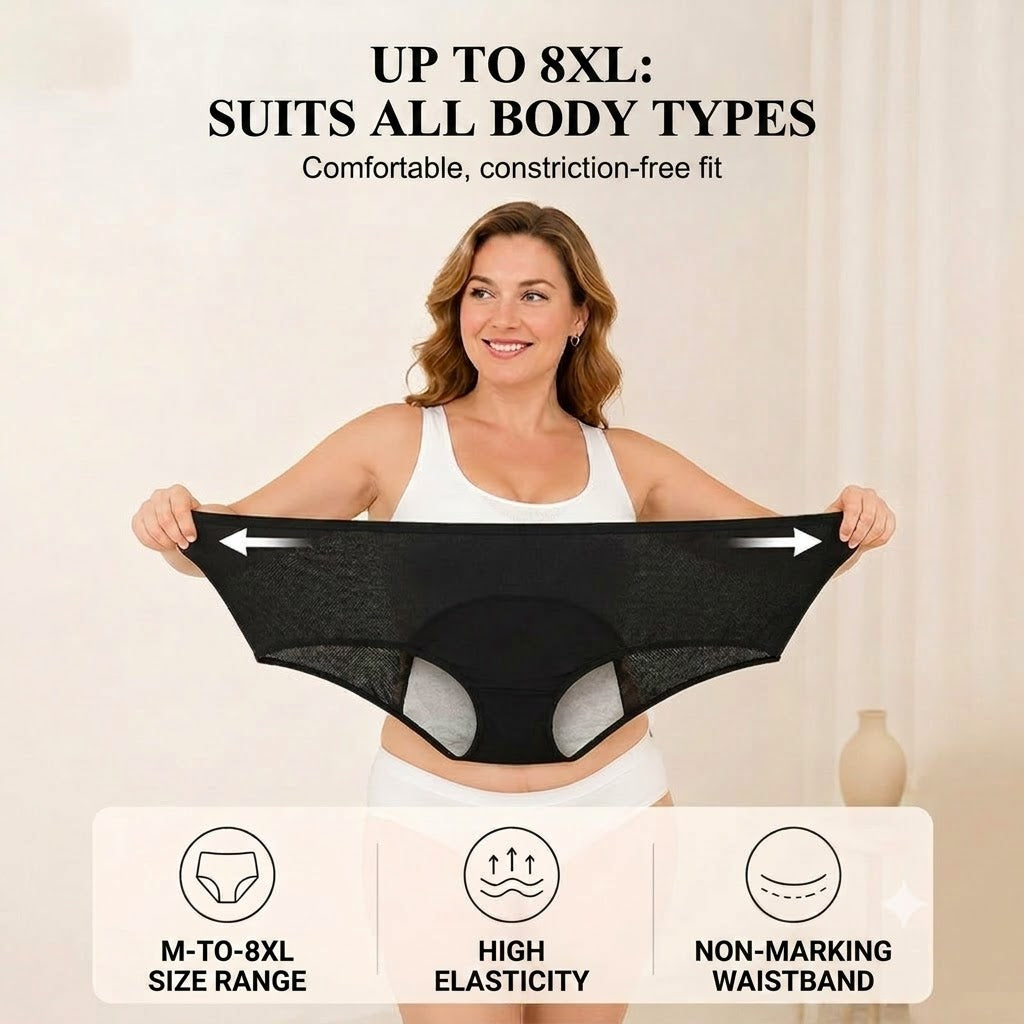 High-Waisted Leakproof Period Underwear with Front and Back Protection – Effective Side-Leakage Prevention
